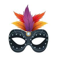 zwart masker mardi gras met veren vector