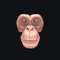 aap dier wild hoofd karakter op zwarte achtergrond vector