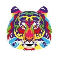 tijger wild leven technicolor pictogram vector