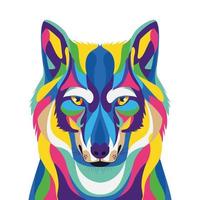 wolf wild leven technicolor pictogram vector