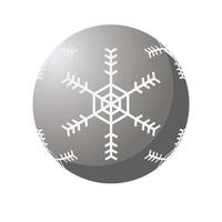 gelukkig vrolijk kerstfeest zilveren bal met sneeuwvlok pictogram vector