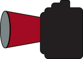 zwart en rood video camera in zwart lijn kunst. vector