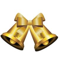 gelukkig vrolijk kerstfeest gouden bellen en boog pictogram vector