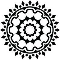 zwart en wit circulaire bloemen ontwerp patroon. vector