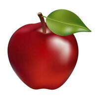 3d geven illustratie van appel met blad. vector