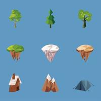 negen lowpoly natuurpictogrammen vector