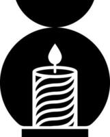 zwart en wit illustratie van verlichte kaars vlak icoon. vector