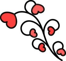 rood en zwart hart bloemen ontwerp patroon Aan wit achtergrond. vector