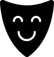 zwart en wit illustratie van gelukkig gezicht masker icoon. vector