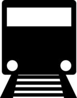 glyph icoon of symbool van trein in zwart en wit kleur. vector