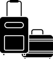 vlak stijl bagage of koffer icoon in zwart en wit kleur. vector