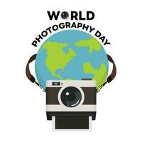 hangende camera wereld fotografie dag vector