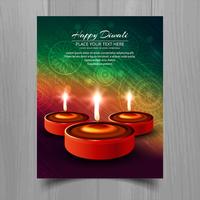 Gelukkige diwali diya olie lamp festival brochure sjabloonontwerp vector