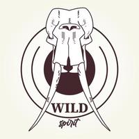 wilde geest belettering met olifant hoofd schedel vector