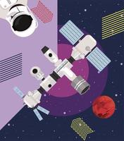 astronaut en satellieten vector