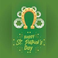 happy saint patricks day belettering met munten schat en hoefijzers vector