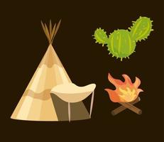 west tipi cactus vector