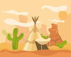 west tipi cactus vector