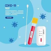 covid 19 virus test uitstrijkje en buis vector ontwerp