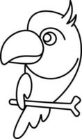zwart lijn kunst illustratie van papegaai zittend Aan Afdeling icoon. vector