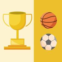 sport trofee voetbal basketbal ballen apparatuur vector