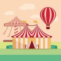 pretpark carnaval tent carrousel en luchtballon vector