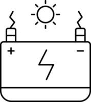 zwart schets zonne- accu icoon in vlak stijl. vector