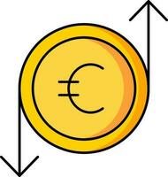 euro munt overdracht of uitwisseling icoon in geel kleur. vector