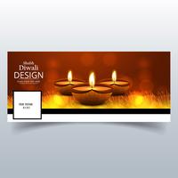 Mooi Happy diwali diya olielamp festival facebook cover des vector