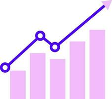 groeit pijl met bar diagram icoon in blauw en roze kleur. vector