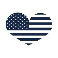 herdenkingsdag vlagvormig hart evenement amerikaanse viering silhouet stijlicoon vector