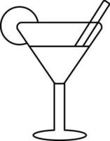 geïsoleerd cocktail glas icoon in zwart lijn kunst. vector
