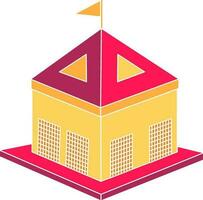 roze en geel kleur kasteel icoon. vector