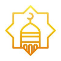 moskee maan tempel ramadan arabisch islamitische viering kleurovergang lijn pictogram vector