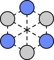 zeshoekig infographic of verbinding grijs en blauw icoon. vector