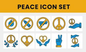 oranje en blauw illustratie van 10 vrede icoon set. vector