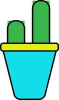 bloem pot met cactus fabriek in vlak stijl. vector