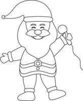 de kerstman claus het zingen van mic icoon in zwart dun lijn kunst. vector