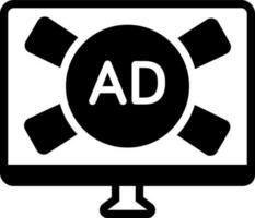 solide icoon voor TV advertenties vector