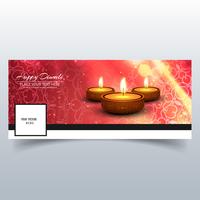 Mooi Happy diwali diya olielamp festival facebook cover des vector