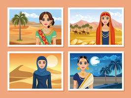 Arabische bruiden in woestijnen vector