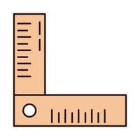 schoolonderwijs vierkante uitlijning liniaal aanvoerlijn en opvulling stijlicoon vector