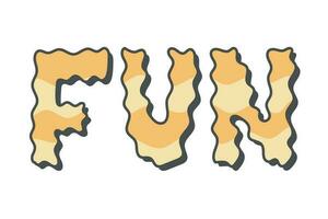 groovy hippie belettering plezier. vector geïsoleerd psychedelisch opschrift in de oud stijl.