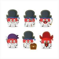tekenfilm karakter van rood de kerstman hoed met divers piraten emoticons vector