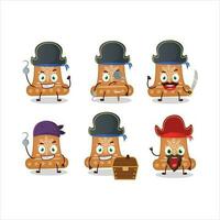 tekenfilm karakter van klok koekje met divers piraten emoticons vector