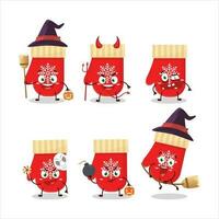 halloween uitdrukking emoticons met tekenfilm karakter van rood handschoenen vector