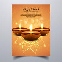 Mooie Gelukkige diwali diya olielamp festival sjabloon brochure vector