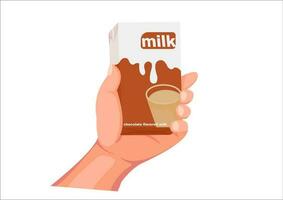 vector illustratie van een hand- Holding een melk doos