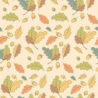 naadloos herfst patroon met eik bladeren en eikels vector