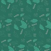 groen patroon met eik bladeren en abstract elementen vector